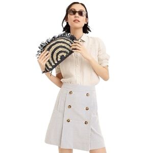 J. CREW Seersucker Skirt Blue White Stripe Size 2 Preppy Fisherman‎ Casual Work